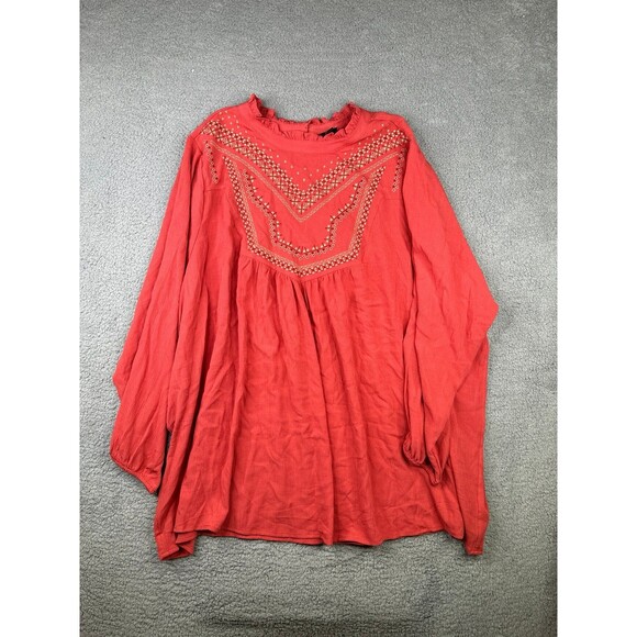 Torrid boho crinkle relaxed gauze top nwt beautiful dark coral sz 5 - Picture 1 of 8